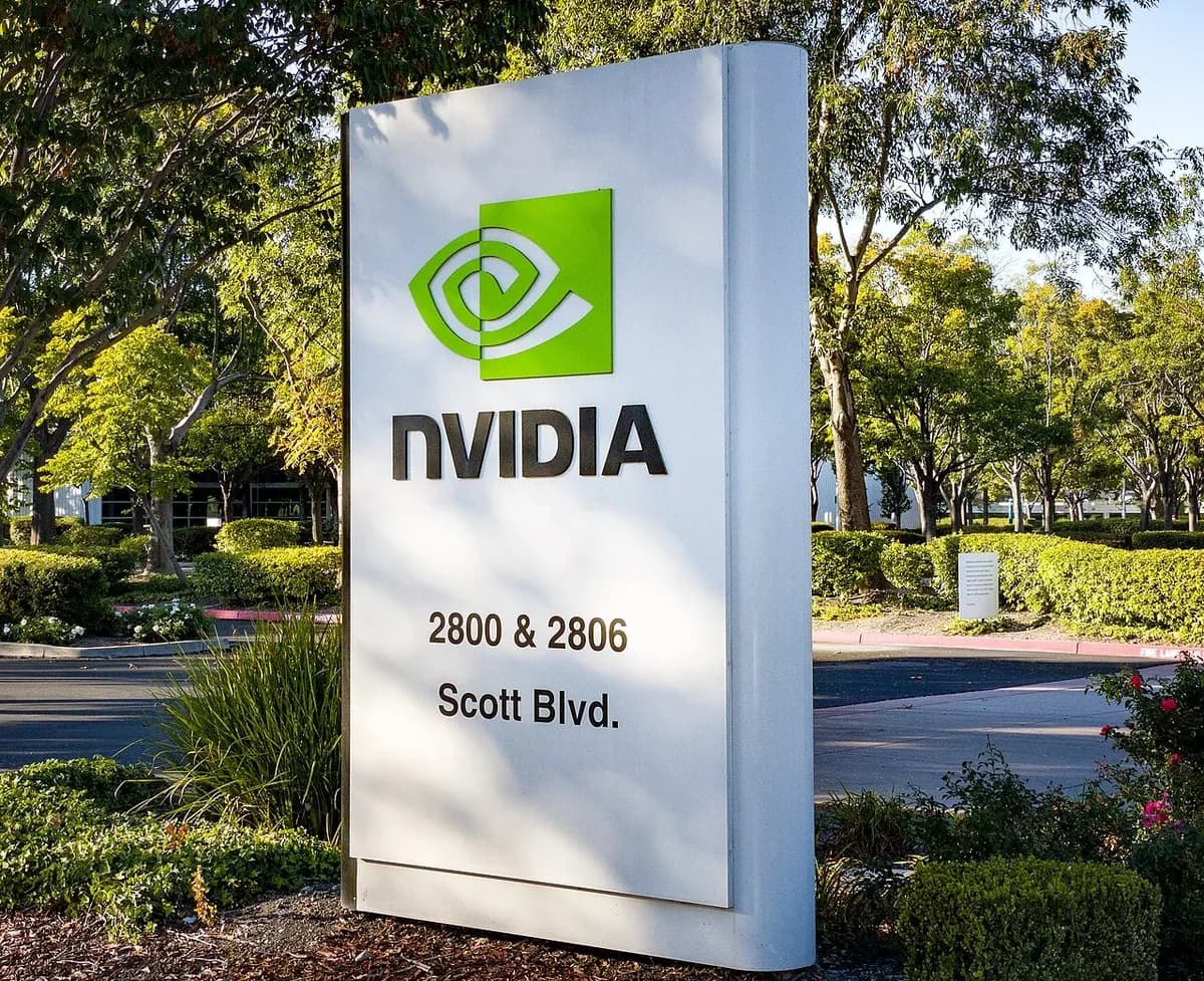 Outdoor NVIDIA sign with the company logo and address 2800 & 2806 Scott Blvd.