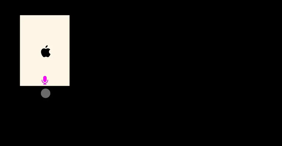 An iPhone screen with the Apple logo and Siri microphone icon.