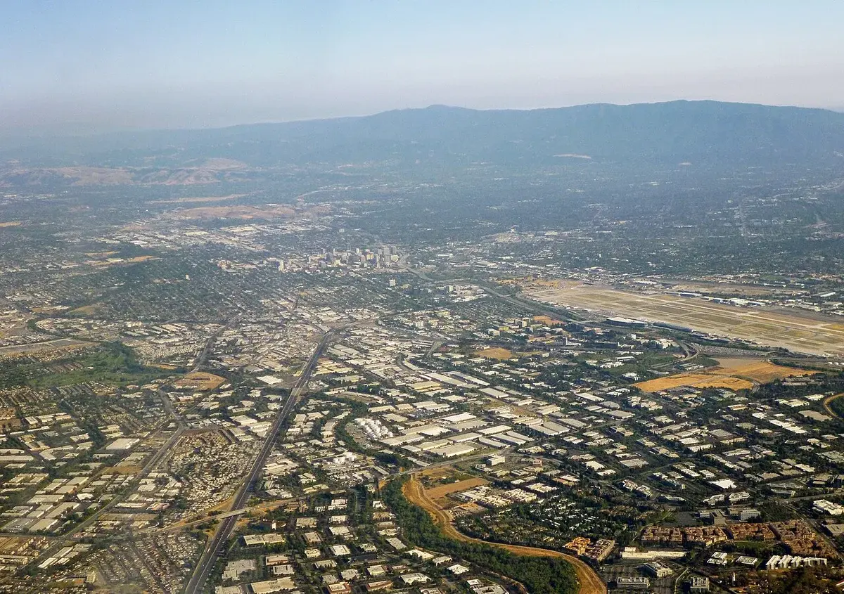 Aerial view of San Jose looking toward downtown.